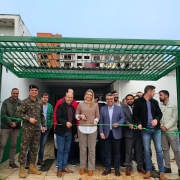 A cerimônia de inauguração da nova sede da Fepam ocorreu ao ar livre, em clima de celebração