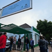 A cerimônia de inauguração da nova sede da Fepam ocorreu ao ar livre, em clima de celebração